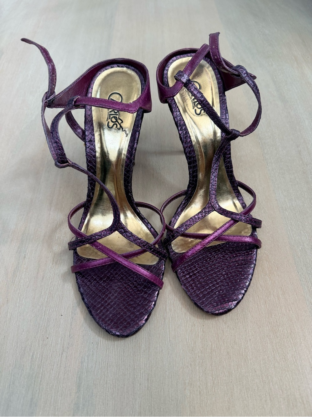 Carlos by Carlos Santana Villain Purple Strappy Sandal Heels